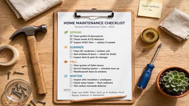 seasonal home maintenance checklist for spring summer fall winter - Zvodeps home care guide